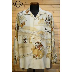 【sale20％OFF】ポータークラシック PORTER CLASSIC 長袖シャツ DISNEY M&F PC ORIGINAL ART ALOHA COLLECTION ALOHA LONG SHIRT PARIS-LONDON SEPIA