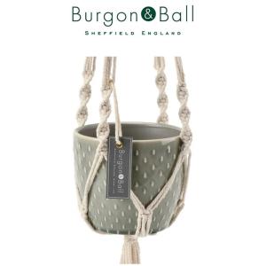 Burgon&Ball プランツ ハンギングポット セット ドット陶磁鉢＆マクラメハンガー 鉢底穴なし 吊り鉢 おしゃれ 観葉植物 屋内 ギフト 英国ブランド｜baroness