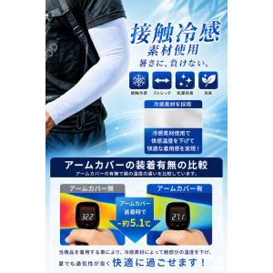 アームカバー UVカット メンズ 冷感 2双セ...の詳細画像1