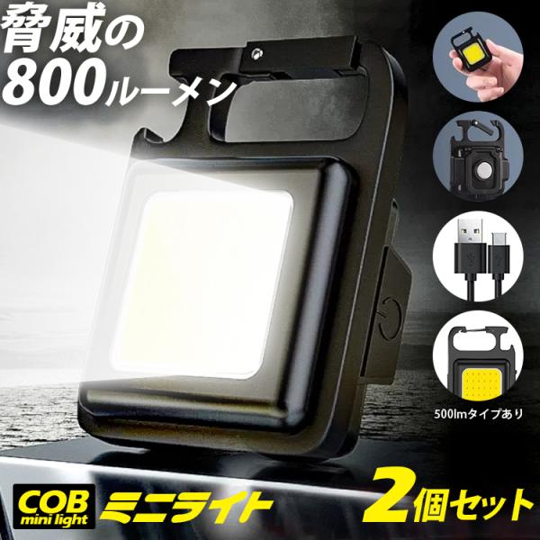 2個 COB LED ライト ミニライト 最強 500lm 懐中電灯 ミニ投光器 小型ライト Typ...