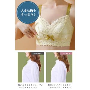 胸を小さく見せるブラ リボン ブラジャー ナイ...の詳細画像1