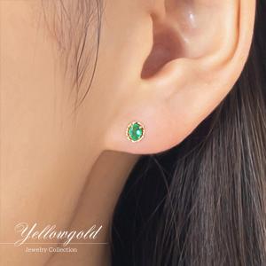 ピアス レディース 18金 エメラルド 18k...の詳細画像4