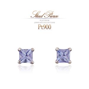 タンザナイト プラチナ pt900 ピアス 4mm レディース メンズ 薄型6本爪