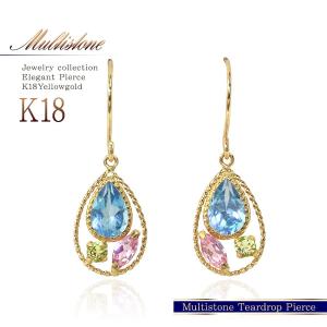 18金ピアス フック 可愛い 18k ピアス レディース プレゼント 女性 K18 ゴールド トパーズ トルマリン ペリドット 誕生日 ジュエリー バースデープレゼント｜barzaz