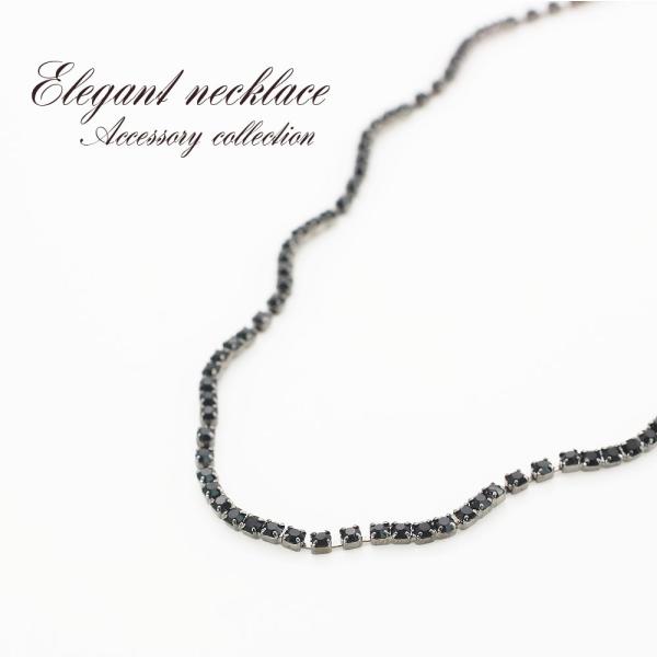 ネックレス レディース ブラック シンプル アクセサリー 波線 プレゼント ブラック メンズ 男性 ...