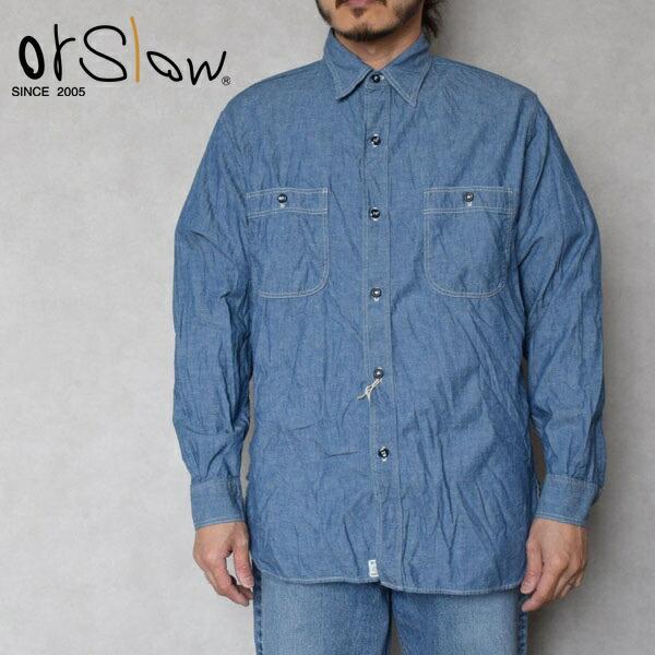 メンズ　Orslow オアスロウ   RELAX FIT CHAMBRAY WORK SHIRT リ...