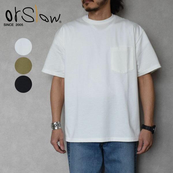 メンズ　Orslow オアスロウ POCKET T-SHIRT ポケット 半袖 刺繍　Tシャツ　ポケ...
