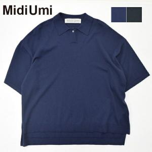 レディース　MidiUmi　ミディウミ　ワイドポロシャツ　サマーニット　半袖ニット　1-729478｜bas-2nd