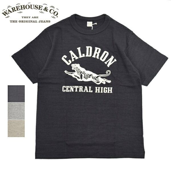 メンズ　WAREHOUSE　ウエアハウス　半袖　クルーネック　フロント プリント　Tシャツ　CALD...
