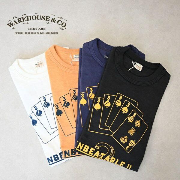 メンズ　WAREHOUSE　ウエアハウス　トランプ柄 半袖 クルーネック Tシャツ 4601 UNB...