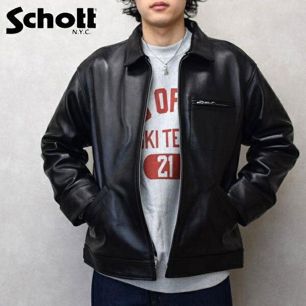 メンズ　Schott ショット　LEATHER TRACKER JKT ラムレザー トラッカージャケ...