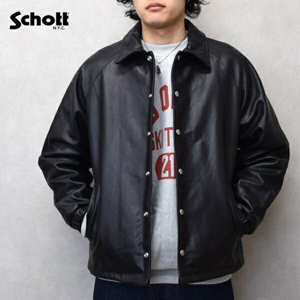 メンズ　Schott ショット　LEATHER COACH JACKET レザー コーチジャケット ...
