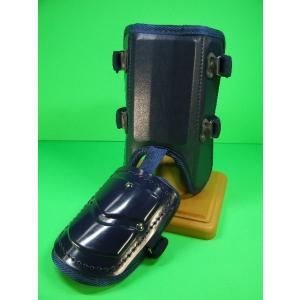 ベルガード BELGARD 高校野球対応 ネイビー レッグガード プロ仕様 合皮巻きタイプ フットガ...