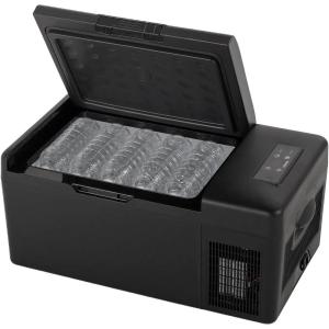 【在庫有・即納】山善 ポータブル冷蔵庫 冷凍冷蔵庫 15L コンプレッサー式 車載 冷蔵庫 冷凍庫 小型 クーラーボックス 節電モード ブラック YFR-AC151(B)｜basecamp8