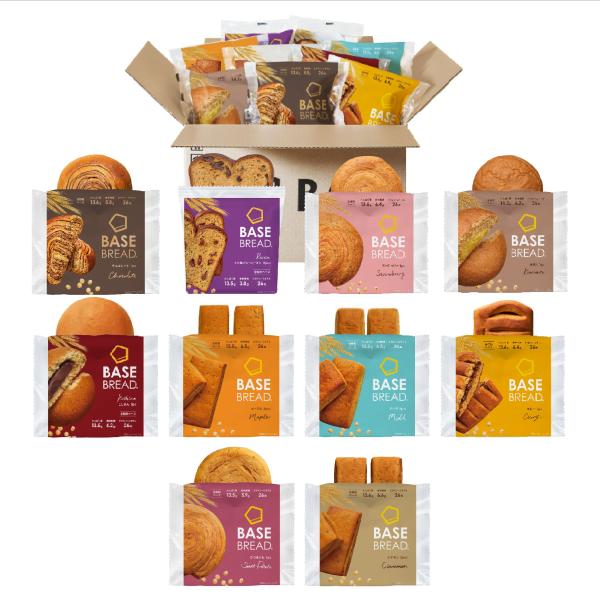 ベースブレッド 10種40袋 パン [チョコ、ミニ食パンレーズン、ストロベリー、栗あん、こしあん、メ...
