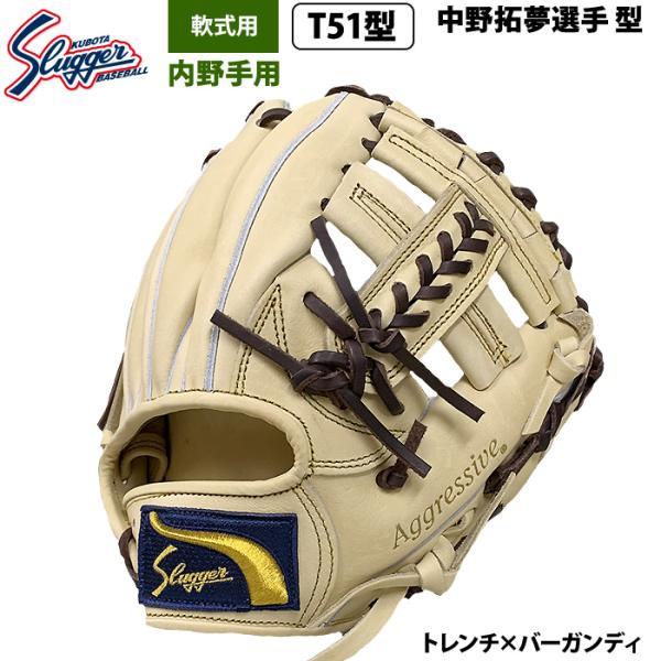 あすつく 限定 久保田スラッガー 野球 軟式 グラブ 内野手用 中野拓夢選手型 T51型 C-755...