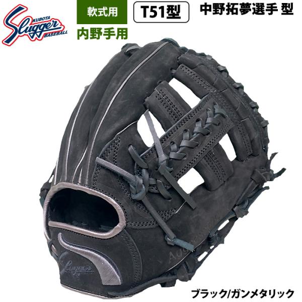 あすつく 限定 久保田スラッガー 野球 軟式 グラブ 内野手用 ロゴ直刺繍 中野拓夢選手型 T51型...