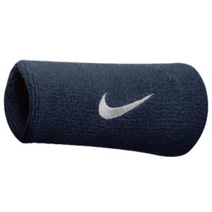 あすつく ナイキ NIKE スウッシュ リストバンド 両手組 ダブルワイド 13cm ネイビー オブシディアン/ホワイト BN2094-416｜baseman