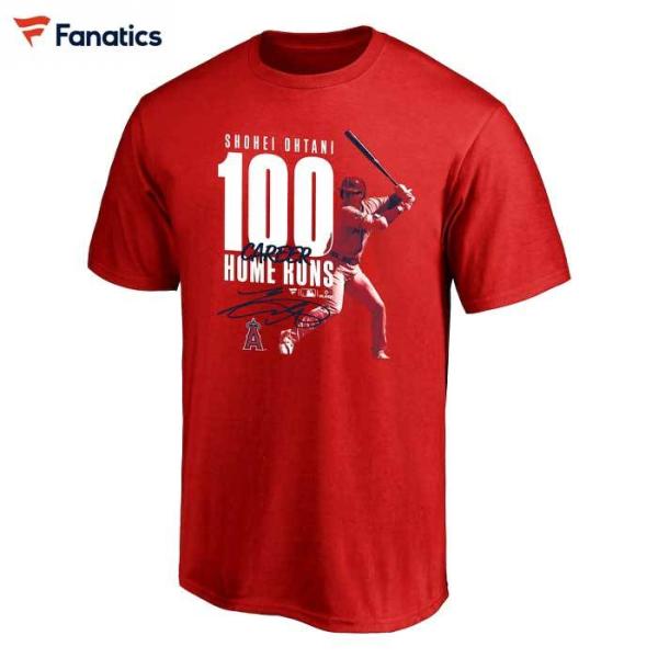 あすつく 限定 マジェスティック 大谷翔平 MLB 通算 100号 ホームラン記念 Tシャツ エンゼ...