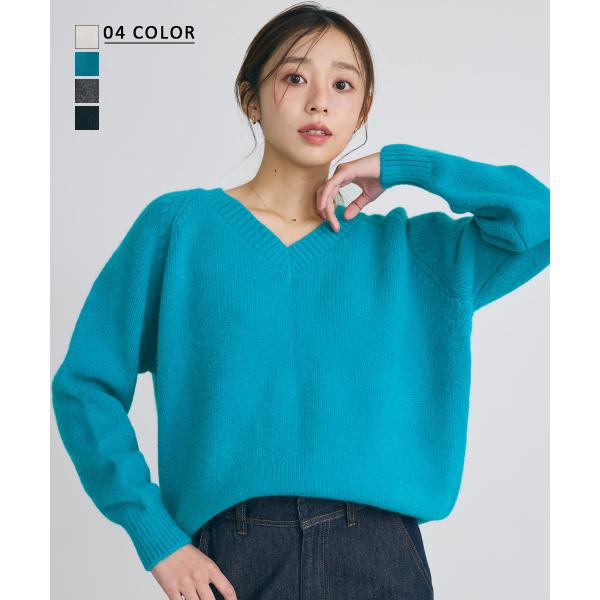 ラグランVネックニット｜ニット ニットトップス トップス  ベーシック 長袖 Vネック Vネックニッ...