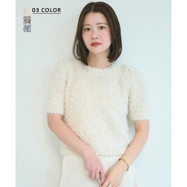 ミックスカラー半袖ニット｜ 半袖ニット ニット シンプル クルーネック 半袖 カジュアル 綺麗め 大...