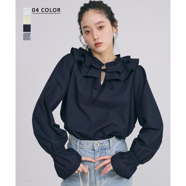 【HARUKA DESIGN】ダブルカラーブラウス｜ブラウス きれいめ シワになりにくい ｜【宅配便...