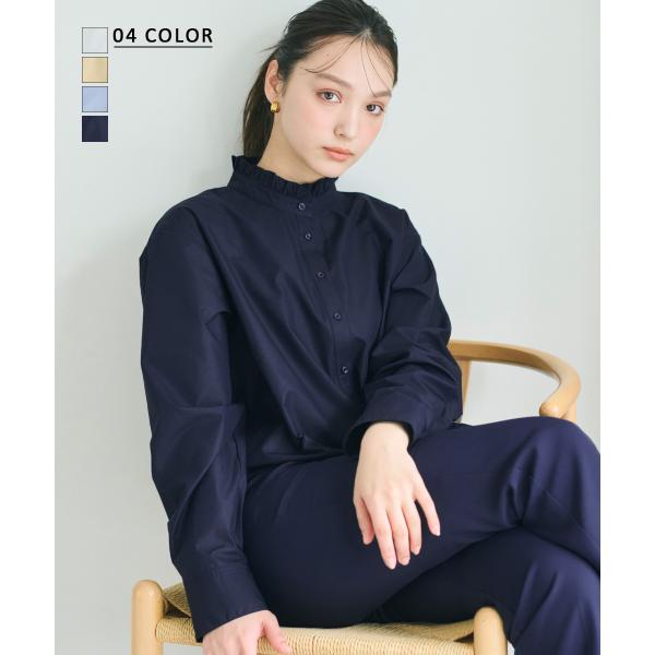 フリルネックブラウス ｜ブラウス レディース トップス  フリルネック フリル オフィス オケージョ...