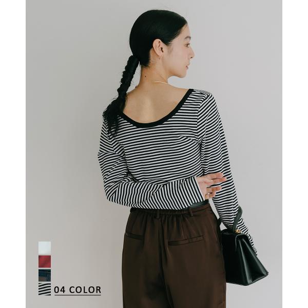 バックシャン長袖Tシャツ｜レディース トップス バックシャン シンプル ベーシック きれいめ 着回し...