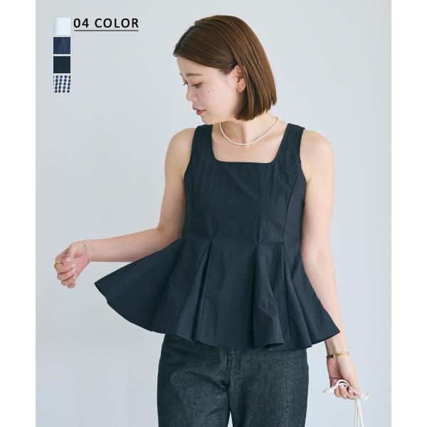 ぺプラムトップス｜レディース トップス ベーシック ノースリーブス きれいめ  夏 着回し 細見え【...