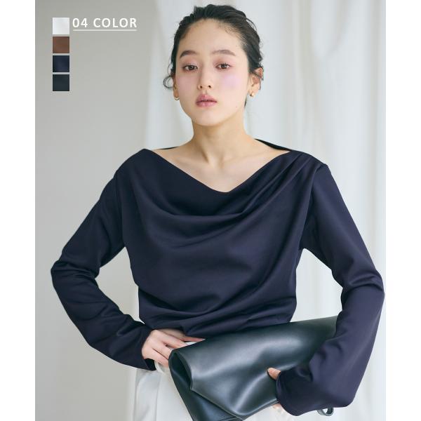 長袖ドレープポンチトップス｜長袖  ドレープ ポンチ 大人 トップス インナー 重ね着 レイヤード ...