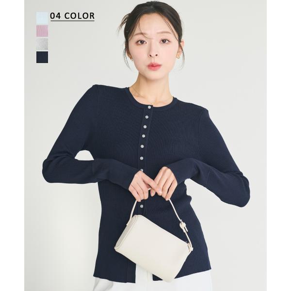 【HARUKA DESIGN】ロングカフスクルーネックカーディガン｜長袖  クルーネック ニット 薄...