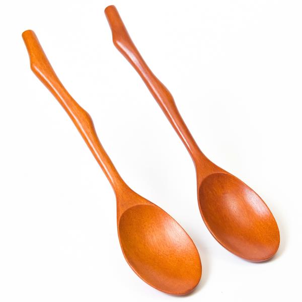 [徳成] 木のスプーン 木製漆塗りスープスプーン 軽量 20.5cm 小枝型 2本セット TAA-2...