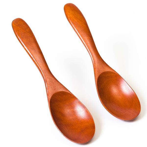 [徳成] レンゲ スプーン（木製漆塗り/18cm/太柄型）2本セット｜熱くなりにくく毎日使いやすいレ...