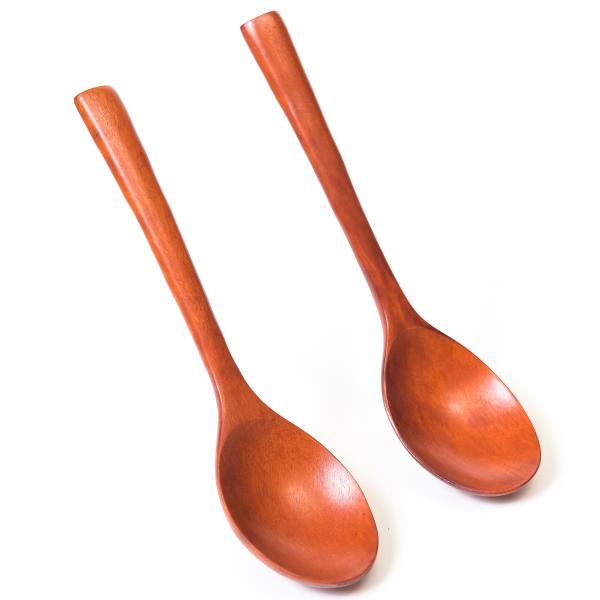 [徳成] レンゲ スプーン（木製漆塗 /18cm/細柄型）2本セット｜口当たりやさしく汁物やカレーに...