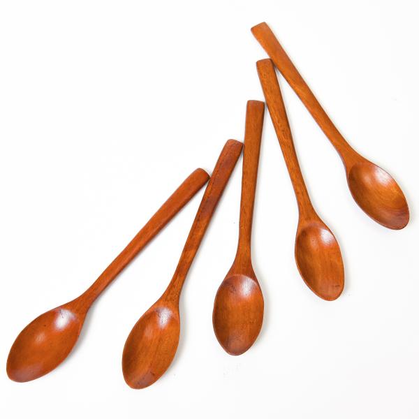 [徳成] 小スプーン 木製漆塗り 13.5cm 5本セット ／ティー・コーヒー・ヨーグルト・アイス・...