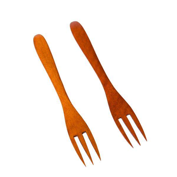 [徳成] 小フォーク 木製漆塗り 15cm 2本セット ／フルーツ・ サラダ・デザート用フォーク T...