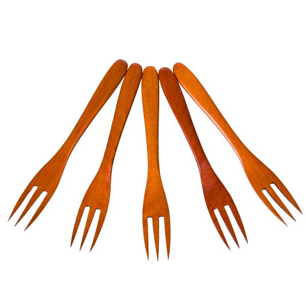 [徳成] 小フォーク 木製漆塗り 15cm 5本セット／フルーツ・ サラダ・デザートフォーク TAD...