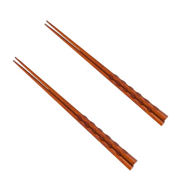 [徳成] 木製漆塗り箸 23.5cm 2膳セット｜使いやすい和モダンお箸（乱彫り）TAE-203 [...