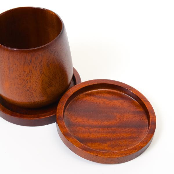 [徳成] コースター (漆塗り/直径9.5cm) 2枚入り 茶托 茶たく｜おしゃれな木製デザインでお...