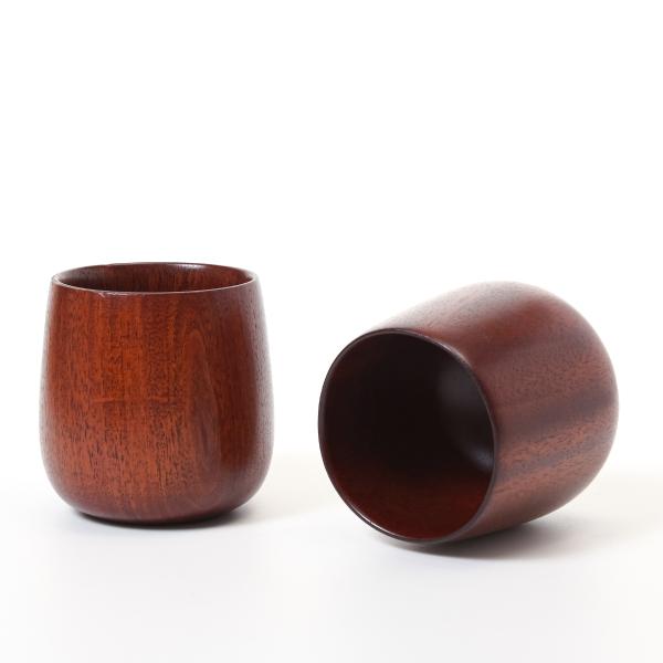 [徳成] 湯呑み コップ 2個セット (木製漆塗り/径7×高8cm) ｜来客や家族用にも便利なセット...