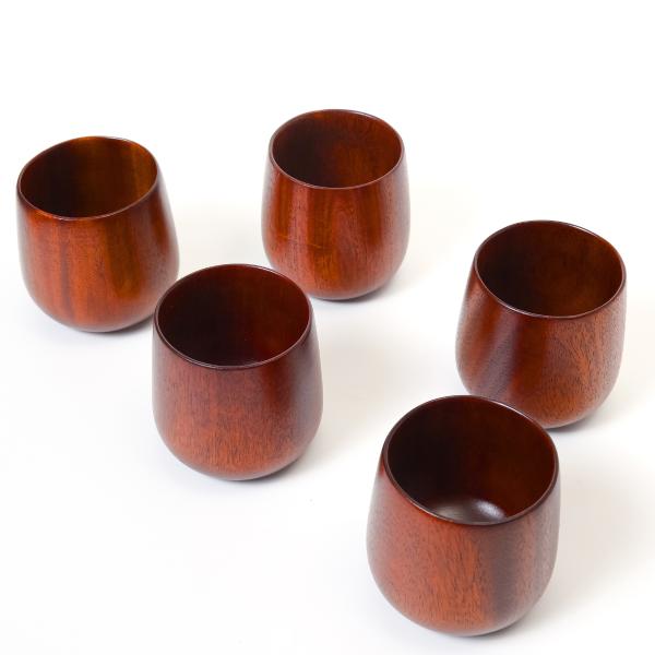 [徳成] 湯呑み コップ 5個セット (木製漆塗り/径7×高8cm) ｜まとめ買いで日常からおもてな...