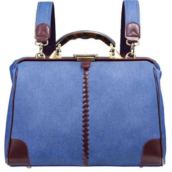 【アセテートハンドル】ダレスバッグ 豊岡 レディース ミニリュック デニム 3way がま口 ビジネ...