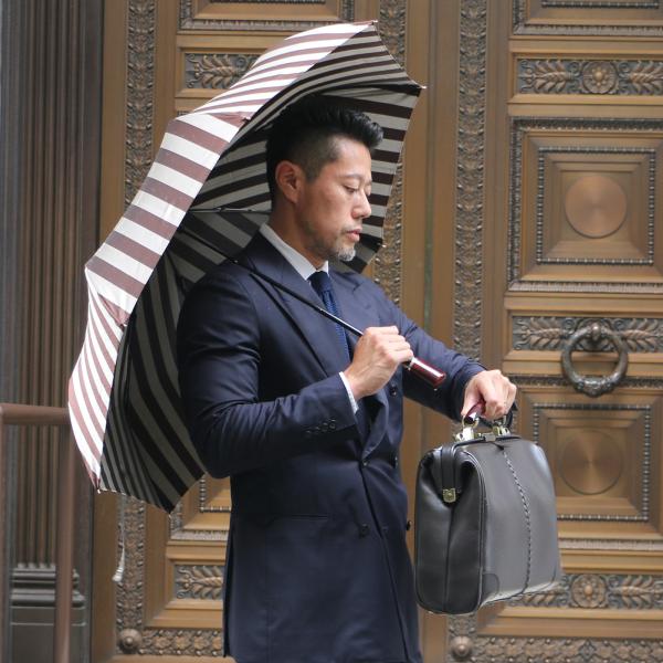 【当店限定品】Ramuda　漆塗り 折り畳み傘 ワイドストライプ  耐風骨 折りたたみ傘  58cm...