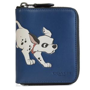 コーチ Coach 財布 二つ折り財布 メンズ レディース ネイビー系 アウトレット 101匹わんちゃん 本革 男女兼用 お見舞い ディズニーコラボ