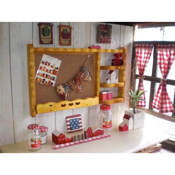 コルクボード 木製ラック 収納 カントリー 可愛いコルクボードシェルフ・B