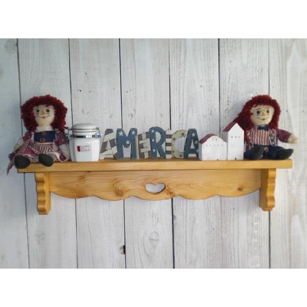 ウォールシェルフ 木製ラック 収納 カントリー シンプルハートシェルフ