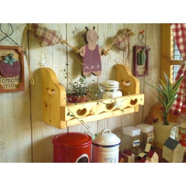 ウォールシェルフ 木製 ラック キッチン 収納 カントリー 可愛い かごデザインシェルフC