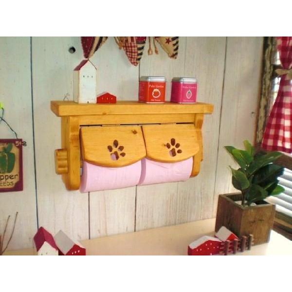 　フットトイレットペーパーホルダー（Ｗ）　　ウォールシェルフ・木製ラック・キッチン収納・カントリー風