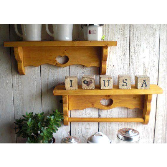 ウォールシェルフ 木製ラック 収納 カントリー アンティーク　ペアシェルフ