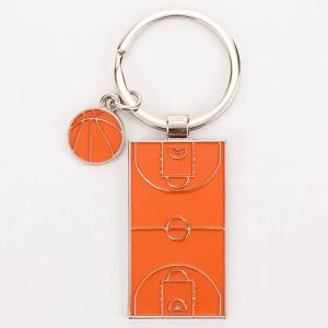 バスケ グッズ 雑貨 プレゼント イベント 卒業 部活 ギフト 記念品 学校 バスケットコートとバスケットボールのオリジナルダブルキーホルダー